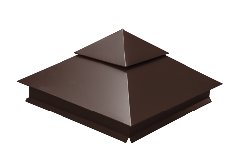 Колпак на столб двойной 390х390мм 0,45 PE с пленкой RAL 8017 шоколад