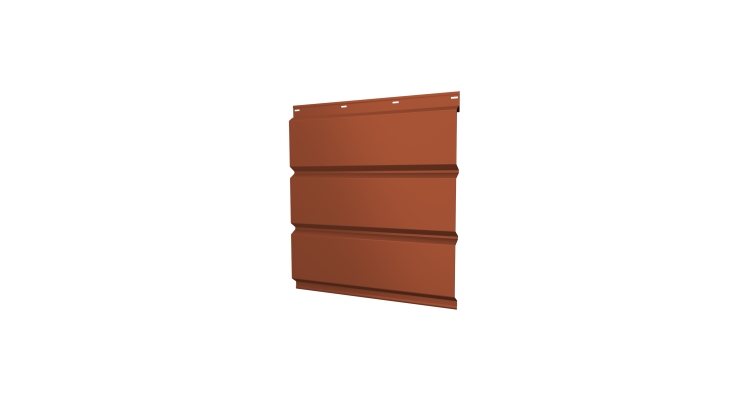 Софит металлический без перфорации 0,5 Satin Мatt с пленкой RAL 8004 терракота