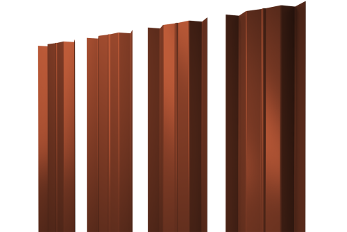 Штакетник М-образный В с прямым резом 0.5 Satin RAL 8004 терракота